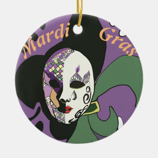 Mardi Gras mask Cake  Ceramic Ornament (Front)