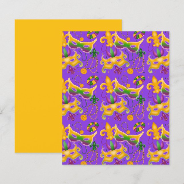 Mardi Gras Mask Fleur de Lis Beads King Cake (Front/Back)