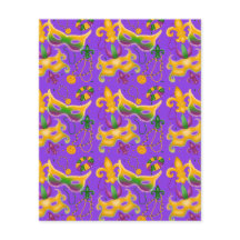 Mardi Gras Mask Fleur de Lis Beads King Cake