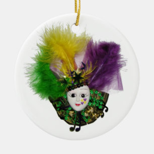 Mardi Gras Mask Gold Ceramic Ornament