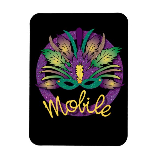 Mardi Gras Mask Magnet - Mobile, AL (Vertical)