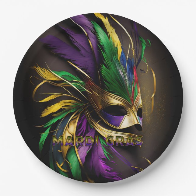 Mardi Gras Mask Paper Plate (Front)