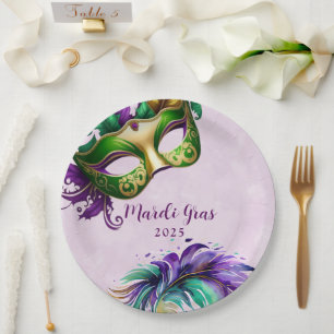 Mardi Gras Mask  Paper Plate