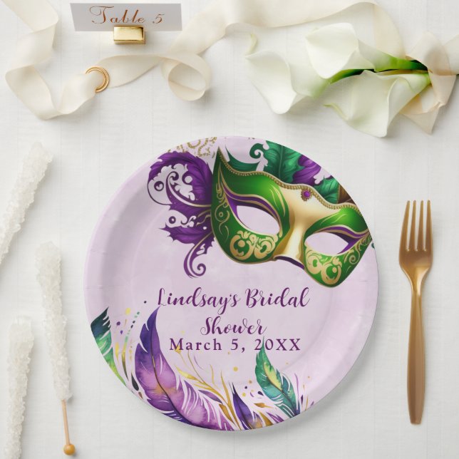 Mardi Gras Mask  Paper Plate (Wedding)