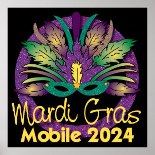 Mardi Gras Mask Poster - 2024 - Mobile