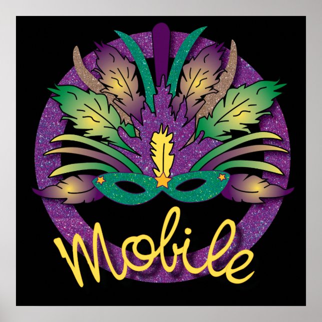 Mardi Gras Mask Poster - Mobile, AL (Front)