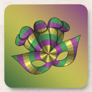 Mardi Gras Mask Square Coaster