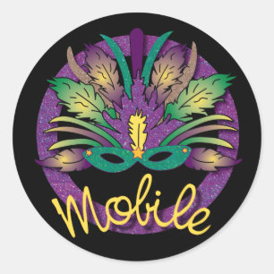 Mardi Gras Mask Sticker - Mobile, AL