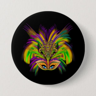 Mardi-Gras-Mask-The-Queen-V-3 3 Inch Round Button