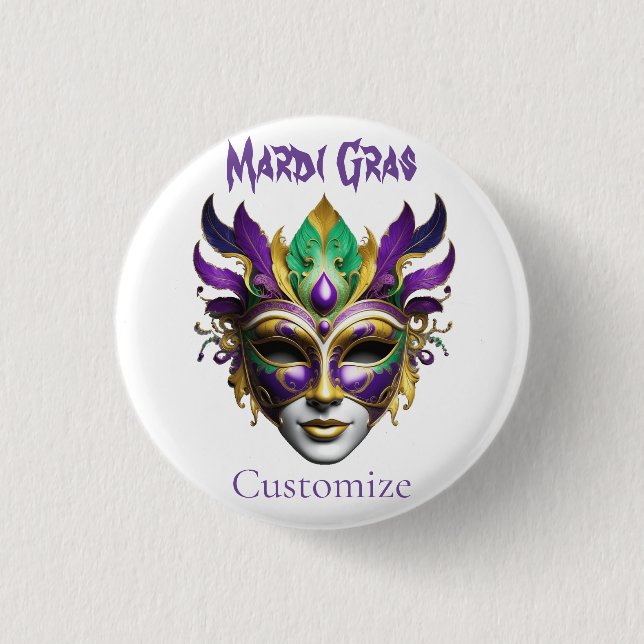 Mardi Gras Mask Thunder_Cove 1 Inch Round Button (Front)