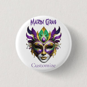Mardi Gras Mask Thunder_Cove 1 Inch Round Button