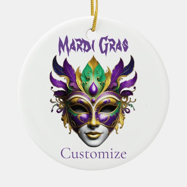 Mardi Gras Mask Thunder_Cove Ceramic Ornament (Front)