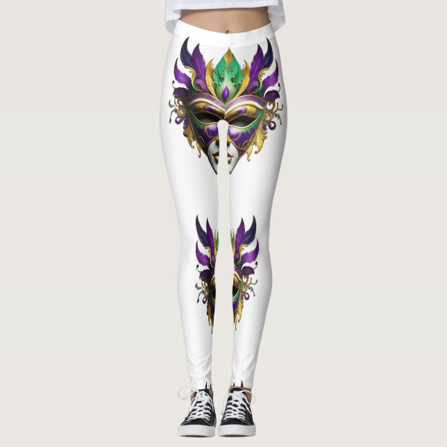 Mardi Gras Mask Thunder_Cove Leggings (Front)