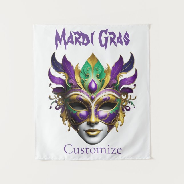 Mardi Gras Mask Thunder_Cove Tapestry (Front)