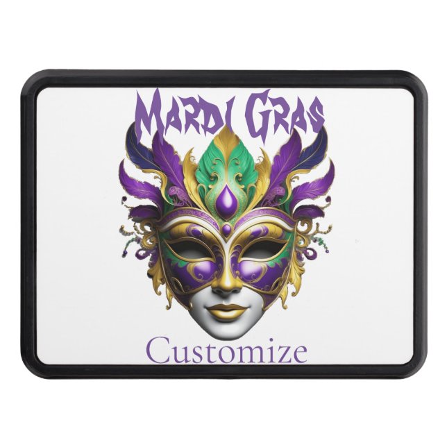 Mardi Gras Mask Thunder_Cove Trailer Hitch Cover (Front)