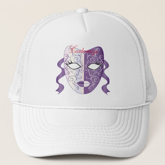 Mardi Gras Mask Thunder_Cove Trucker Hat (Front)