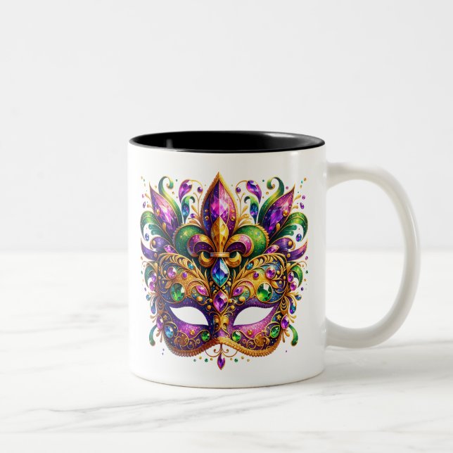 Mardi Gras Mask  Two-Tone Coffee Mug (Right)