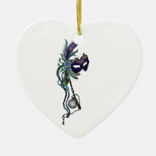 Mardi Gras Mask with pocket watch Ceramic Ornament