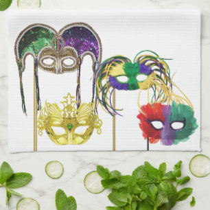 Mardi Gras Masks 1 Kitchen Towel