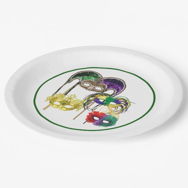 Mardi Gras Masks 1 Paper Plate (Angled)