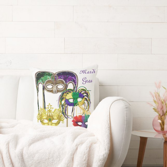 Mardi Gras Masks 1 Throw Pillow (Couch)