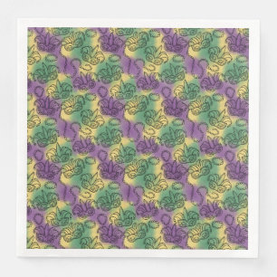 Mardi Gras Masks and Beads Doodle Art Style Napkin