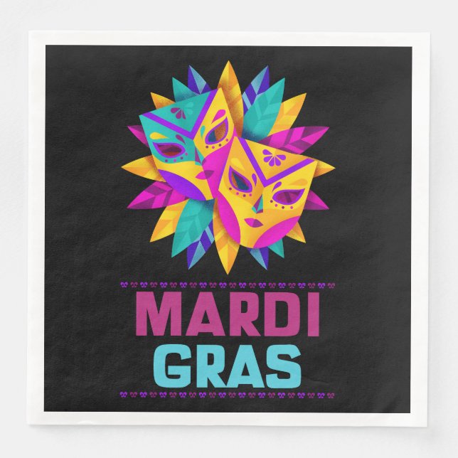 Mardi Gras Masks Paper Napkins (Front)