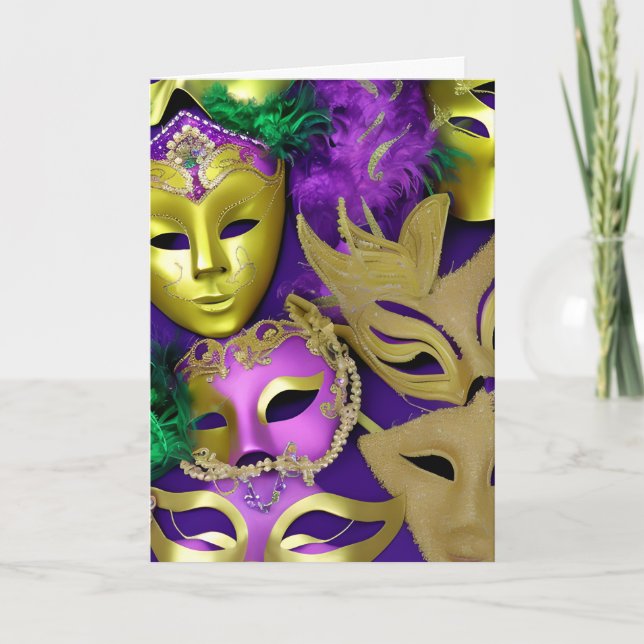Mardi Gras Masks Ready to Party? Card (Front)
