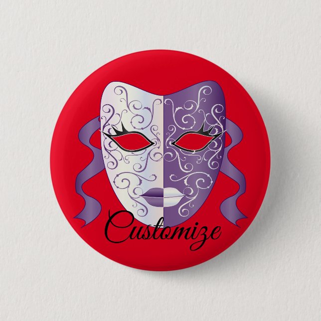 mardi gras masks Thunder_Cove 2 Inch Round Button (Front)