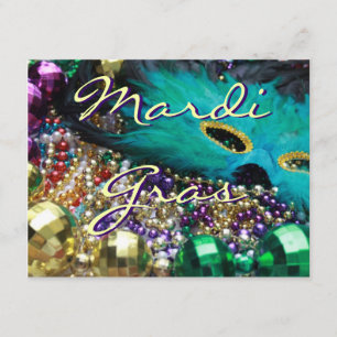Mardi Gras Masque de plumes et perles Invitations 