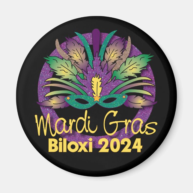 Mardi Gras Masque Magnet - 2024 - Biloxi, MS (Devant)