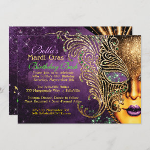Mardi Gras Masquerade Anniversaire Invitations