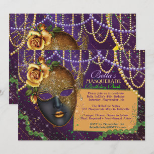 Mardi Gras Masquerade Anniversaire Invitations