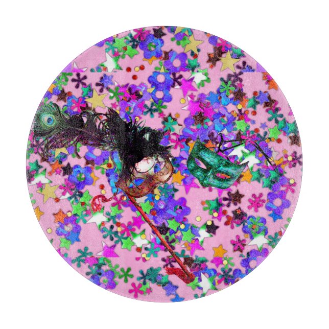 MARDI GRAS MASQUERADE BALL MASK  confetti  Cutting Board (Front)