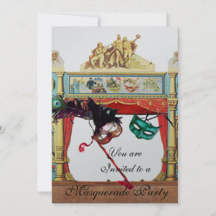 MARDI GRAS MASQUERADE BALL THEATRE STAGE silver Invitation