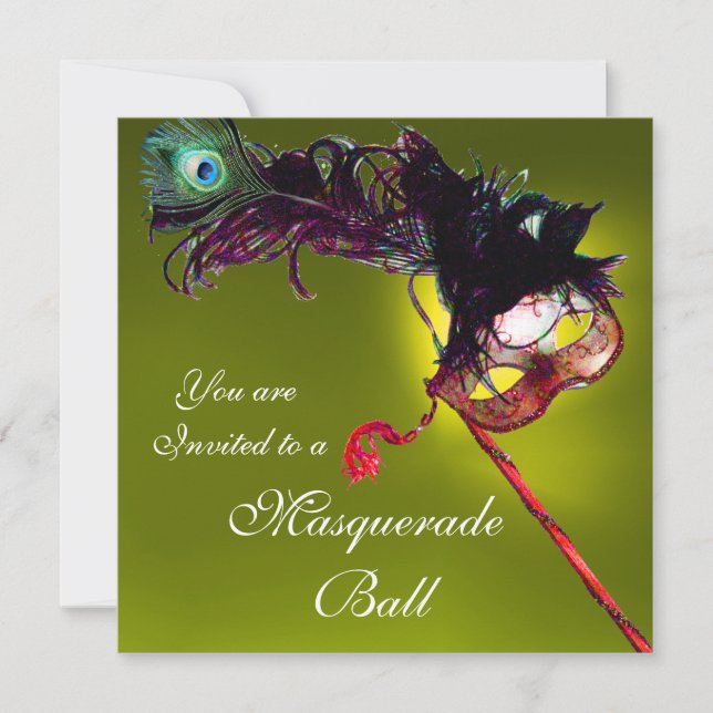 MARDI GRAS MASQUERADE BALL yellow Invitation (Front)