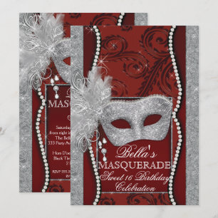 Mardi Gras Masquerade Birthday Party Invitation