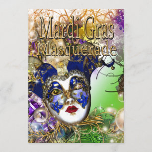 Mardi Gras masquerade birthday PERSONALIZE Invitation