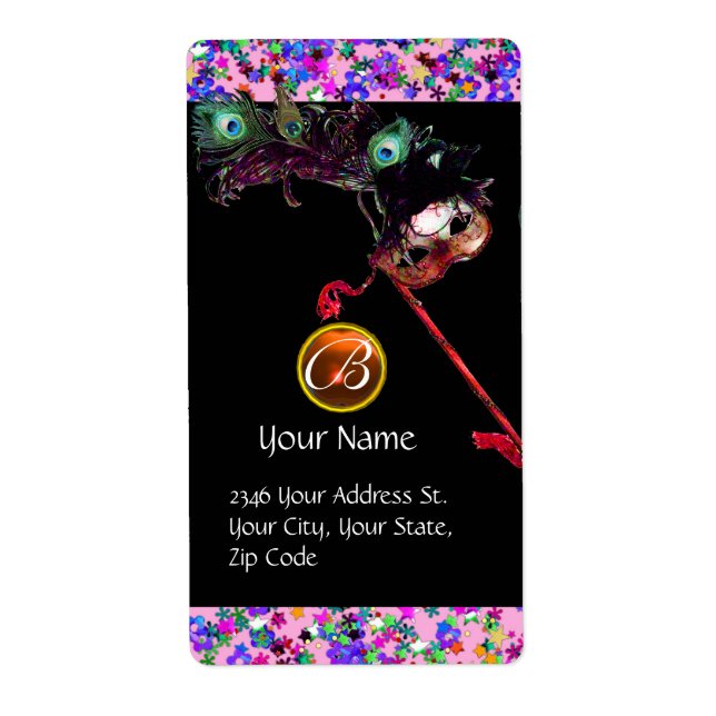 MARDI GRAS MASQUERADE Confetti Gem monogramme (Devant)