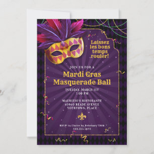 Mardi Gras Masquerade, Fat Tuesday Party Invitation