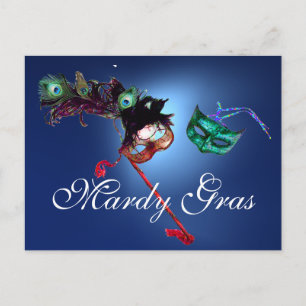 MARDI GRAS MASQUERADE gem blue Postcard
