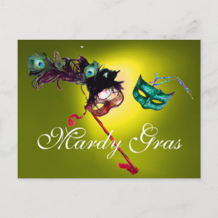 MARDI GRAS MASQUERADE gem yellow Postcard