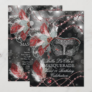 Mardi Gras Masquerade Invitation de fête d'anniver