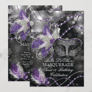 Mardi Gras Masquerade Invitation de fête d'anniver