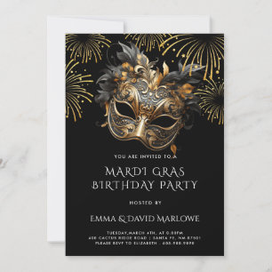 Mardi Gras Masquerade Invitation de fête d'anniver