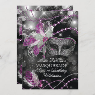 Mardi Gras Masquerade Invitation de fête d'anniver