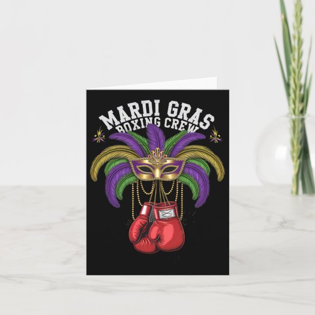 Mardi Gras Masquerade Lively With Boxing Crew  Card (Front)