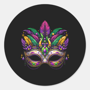Mardi Gras Masquerade Mask Festive Carnival Costum Classic Round Sticker