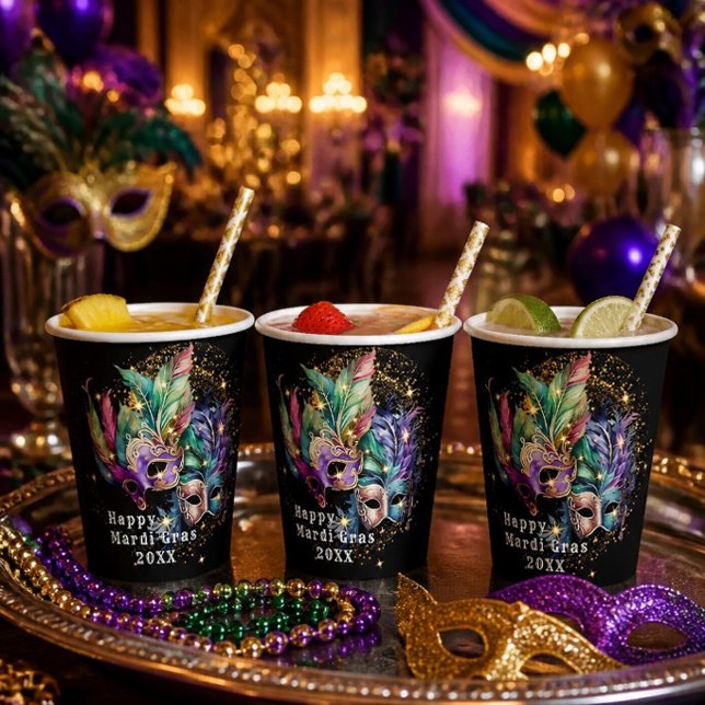 Mardi Gras Masquerade Mask Paper Cups (Creator Uploaded)