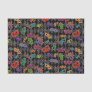 Mardi Gras Masquerade Masks Black Harlequin Tissue Paper